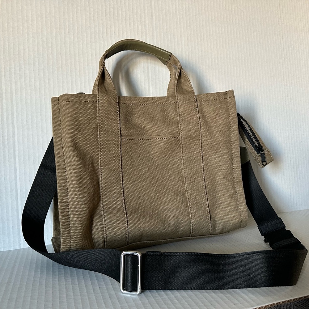 Quince Tan Canvas Tote with Black Strap